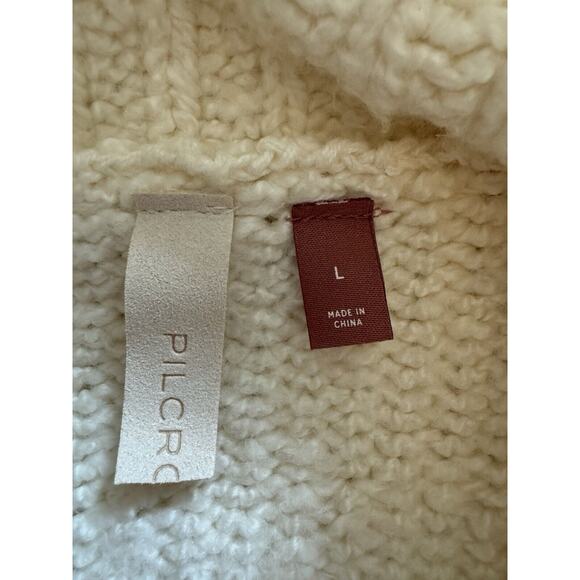 Pilcro Anthropologie Sweater Size L Cream Cowl Neck Oversized Thick Knit Cozy - Picture 6 of 10